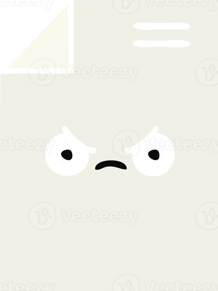 flat color retro cartoon of a sheet of paper png