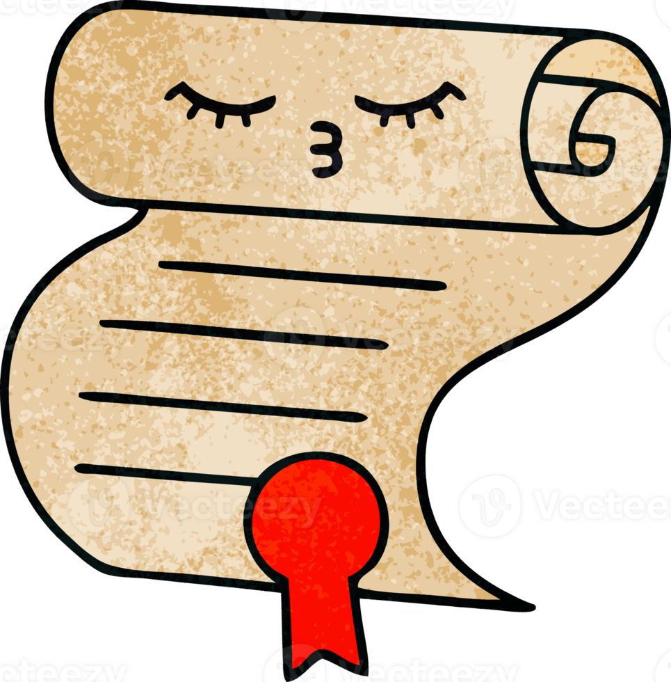 retro grunge texture cartoon of a contract png