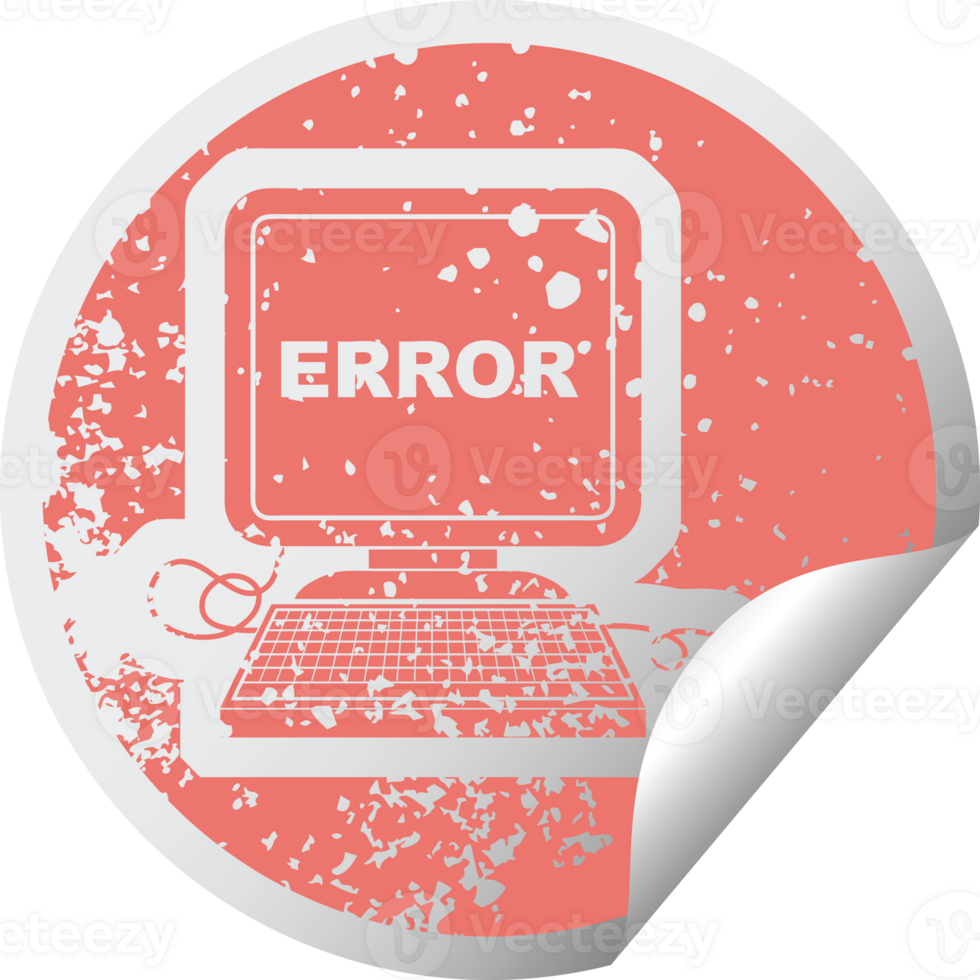 distressed sticker icon illustration of a computer error png