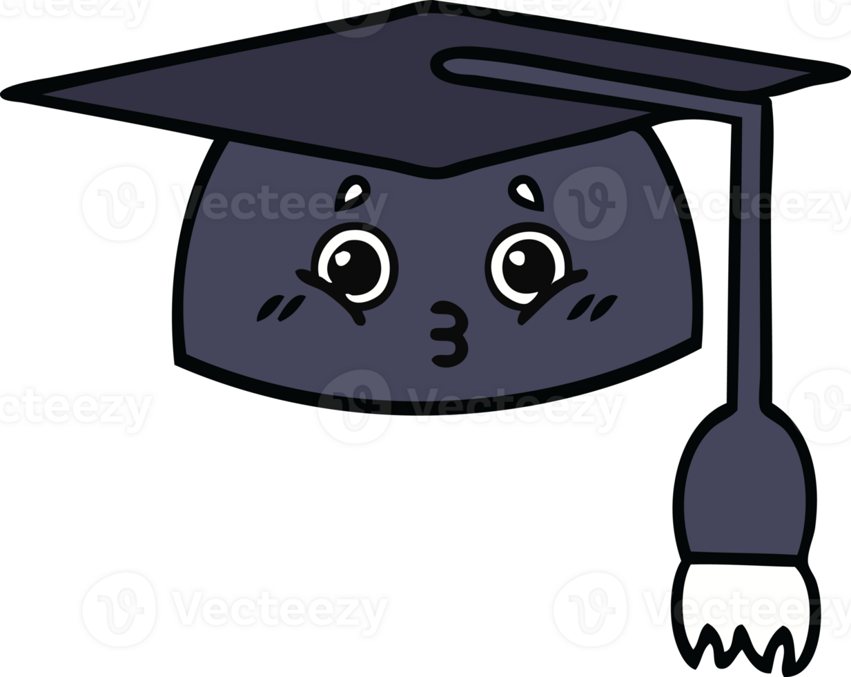 cute cartoon of a graduation hat png