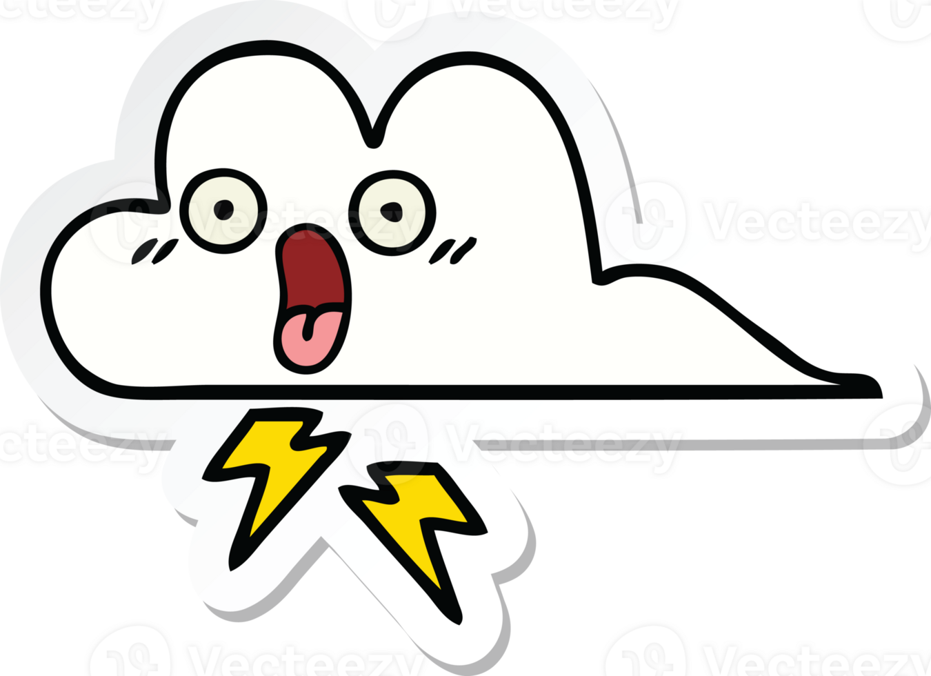sticker of a cute cartoon thunder cloud png
