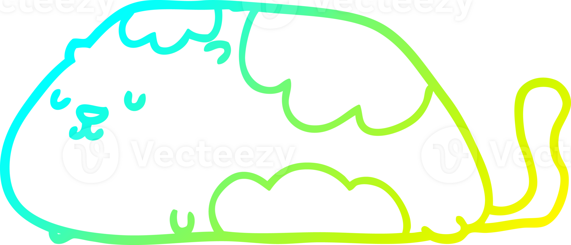 cold gradient line drawing of a cartoon cat png