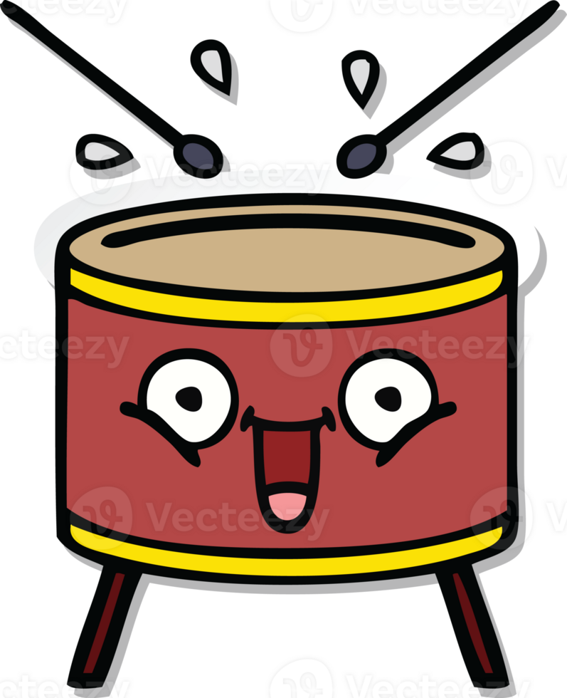 sticker of a cute cartoon drum png
