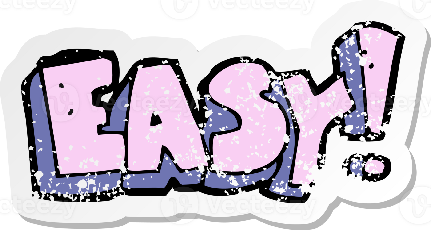 retro distressed sticker of a cartoon easy sign png