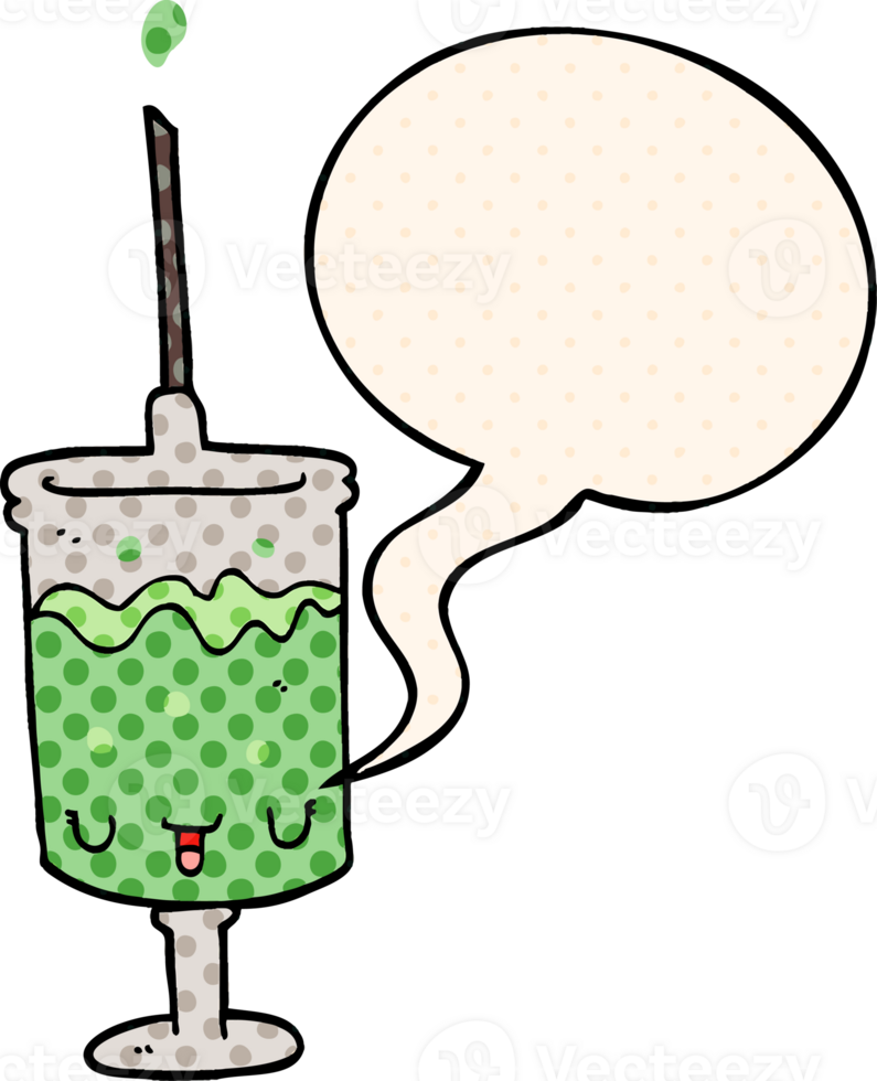 cartoon syringe with speech bubble in comic book style png