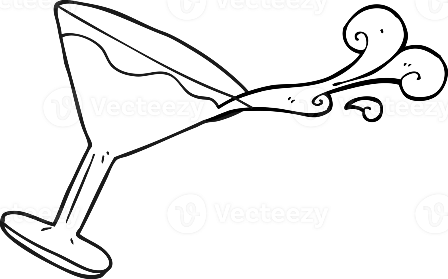 hand drawn black and white cartoon cocktail png