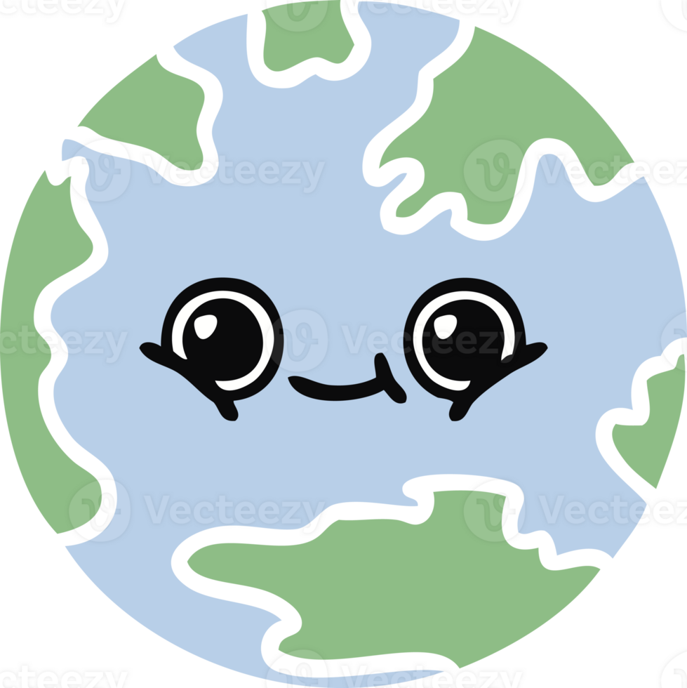 flat color retro cartoon of a planet earth png