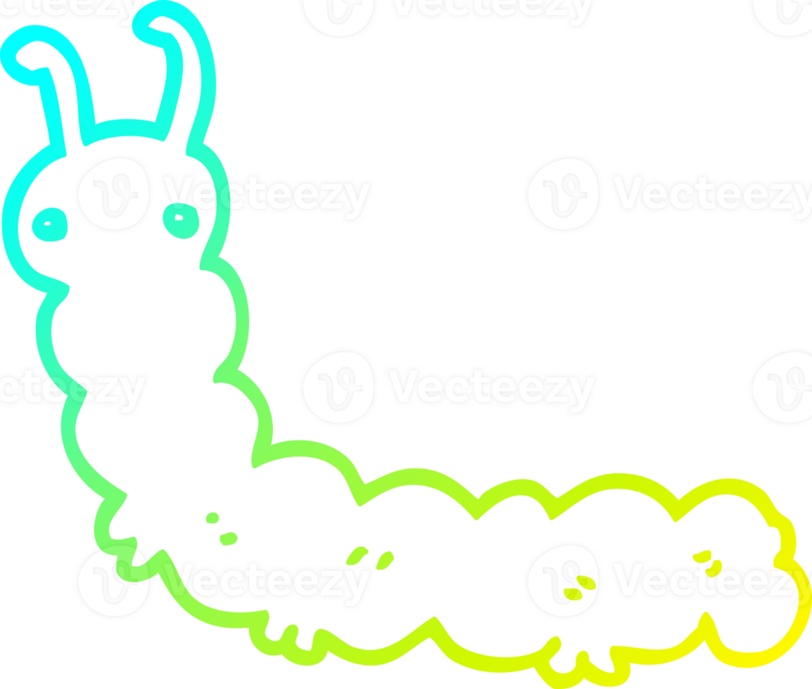 cold gradient line drawing of a cartoon caterpillar png