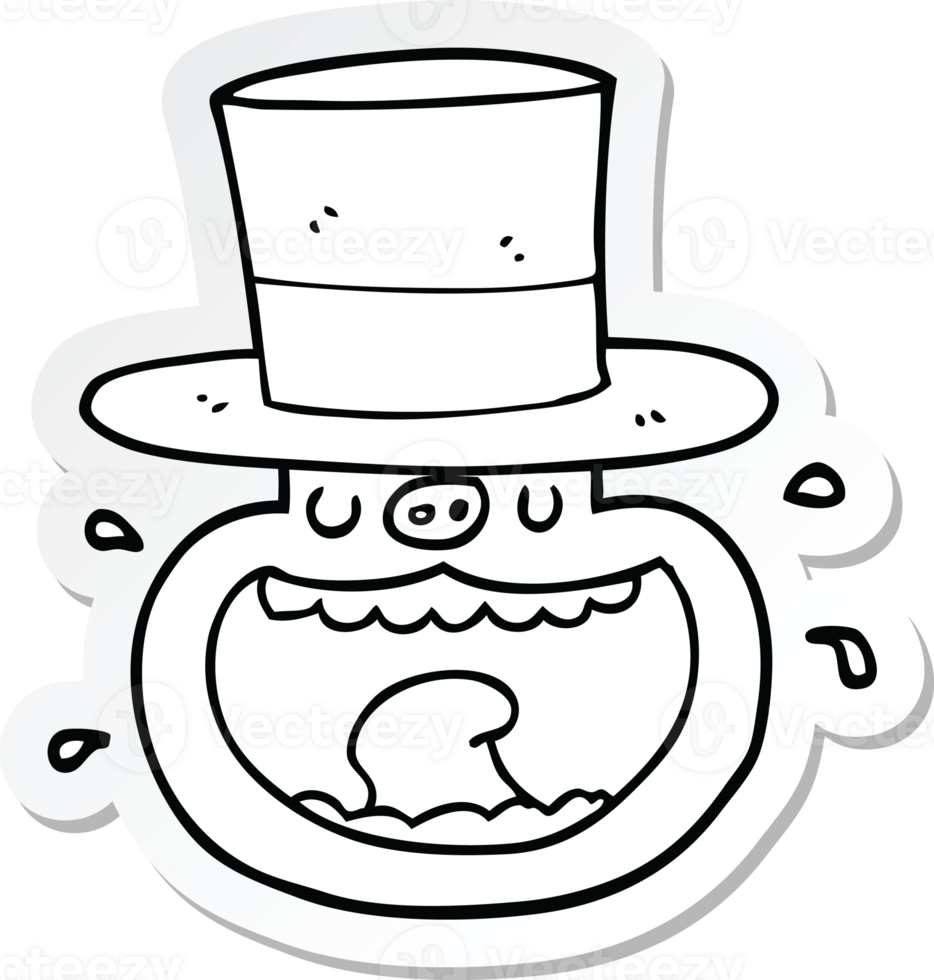 sticker of a cartoon pig wearing top hat png