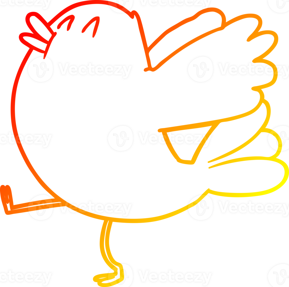 warm gradient line drawing of a cartoon flapping bird png