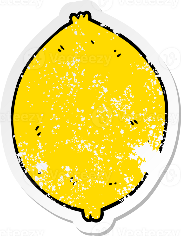 distressed sticker of a cartoon lemon png