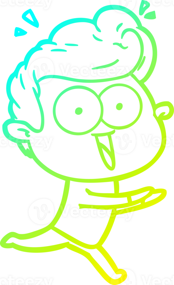 cold gradient line drawing of a cartoon staring man png