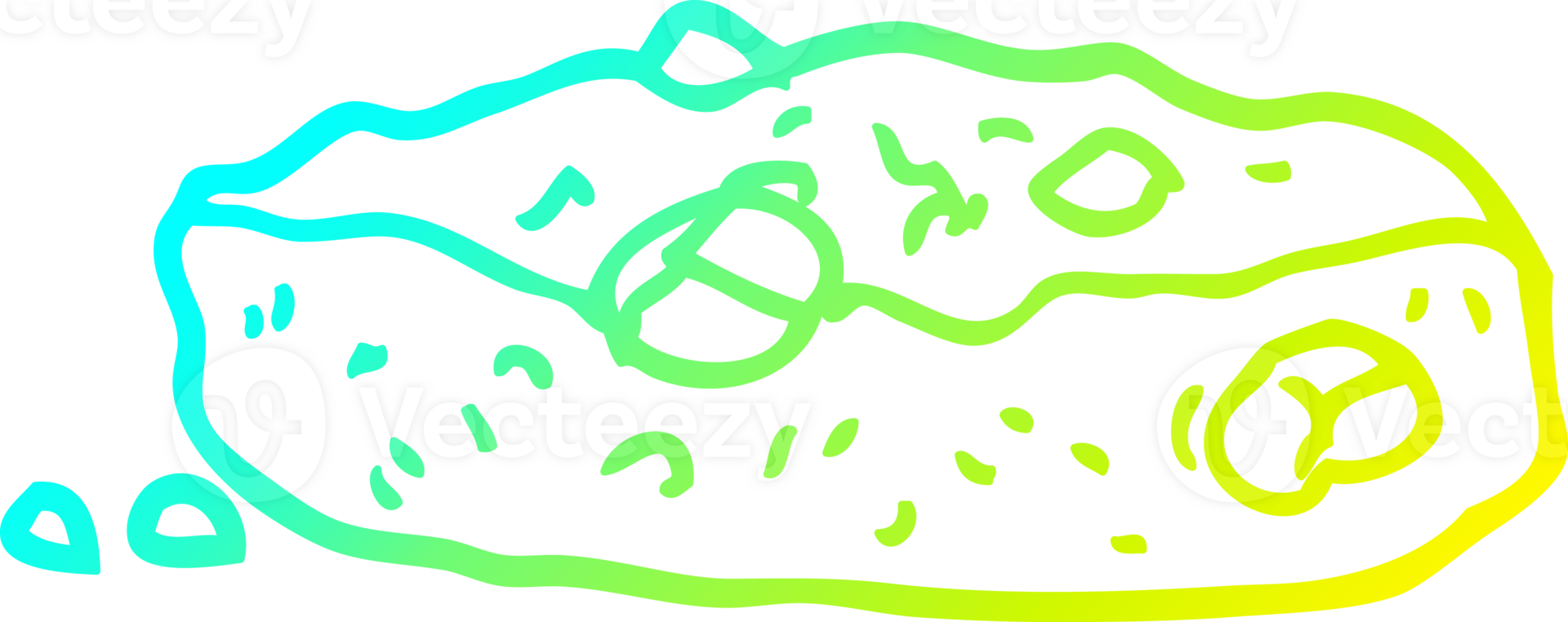 cold gradient line drawing of a cartoon choclate chip cookie png