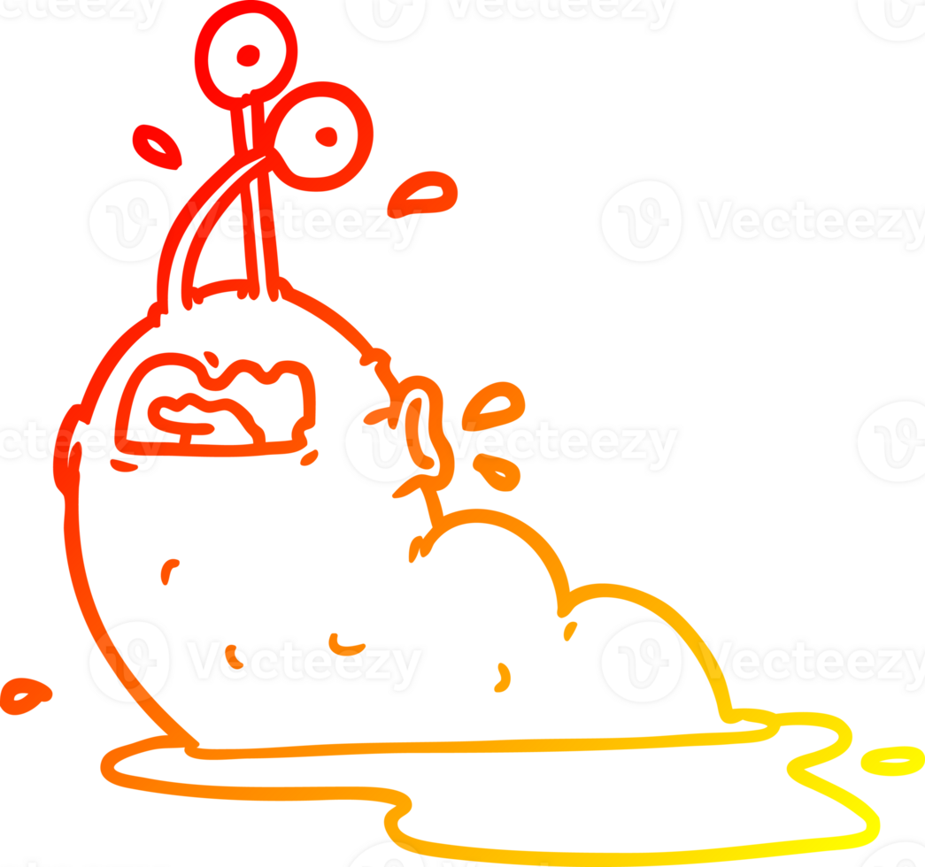 warm gradient line drawing of a gross cartoon slug png