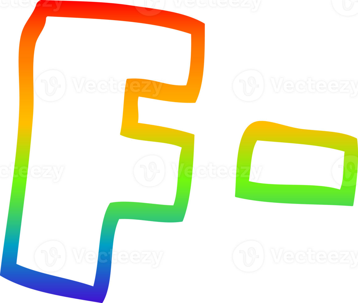 rainbow gradient line drawing of a cartoon letter grades png