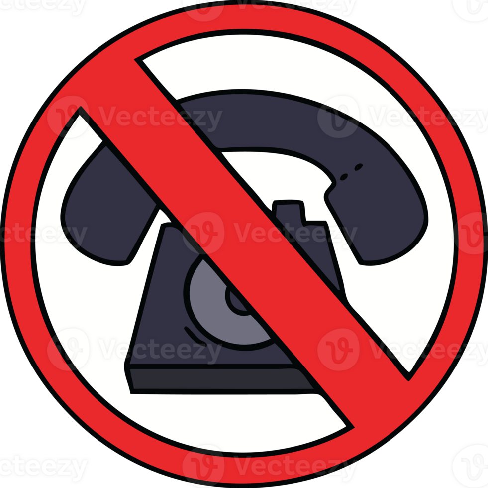 cute cartoon of a no phones allowed sign png