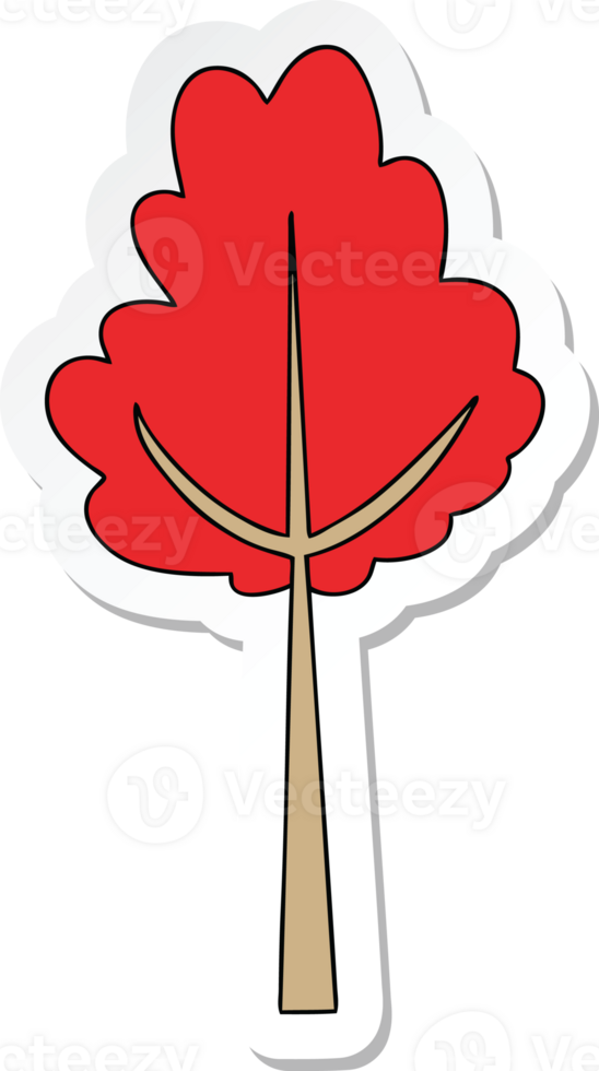 sticker of a quirky hand drawn cartoon tree in fall png