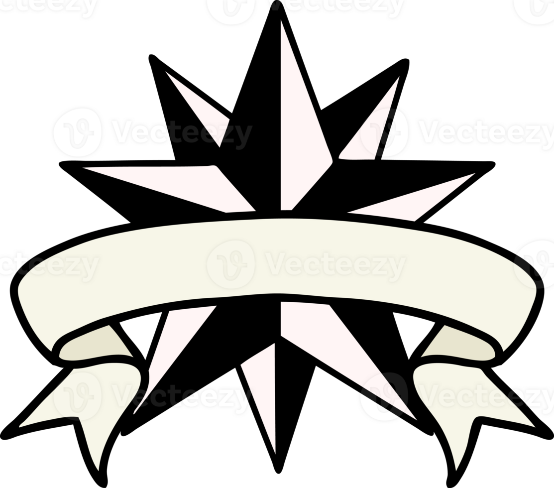 traditional tattoo with banner of a star png