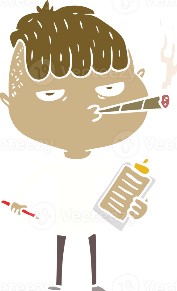 flat color style cartoon salesman smoking png