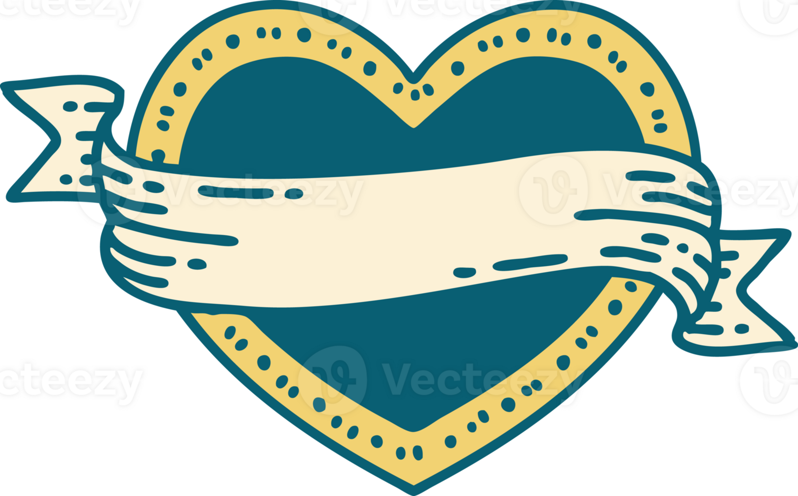 iconic tattoo style image of a heart and banner png