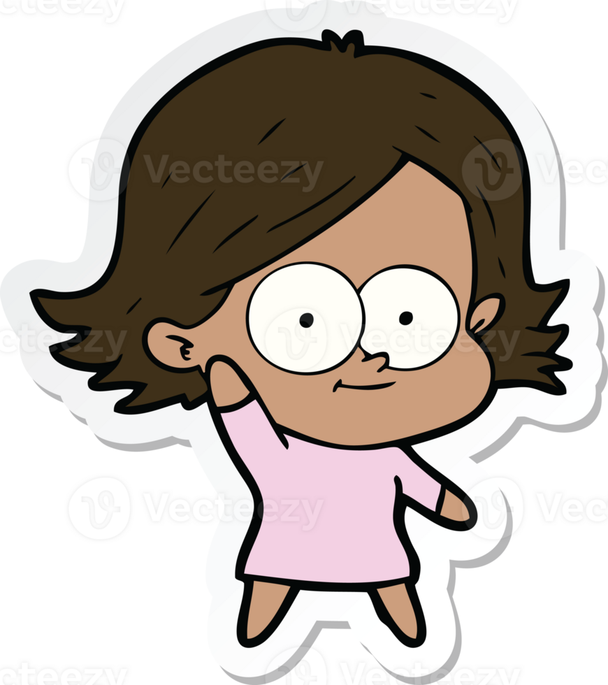 sticker of a happy cartoon girl png