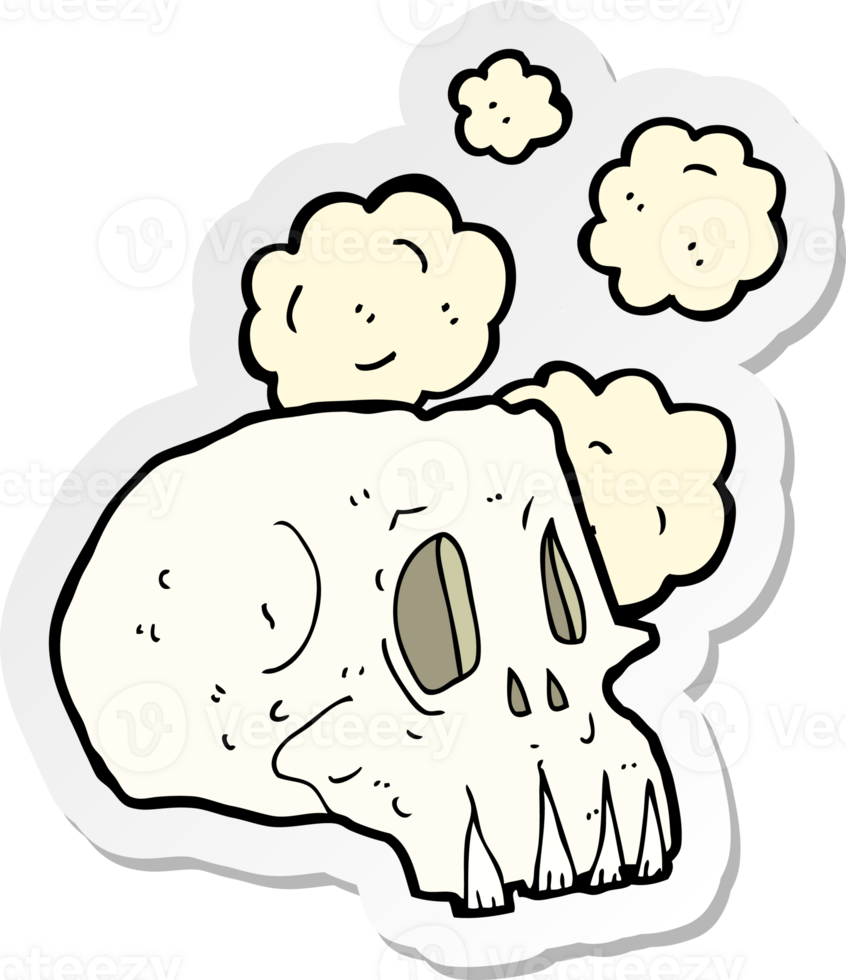 sticker of a cartoon dusty old skull png