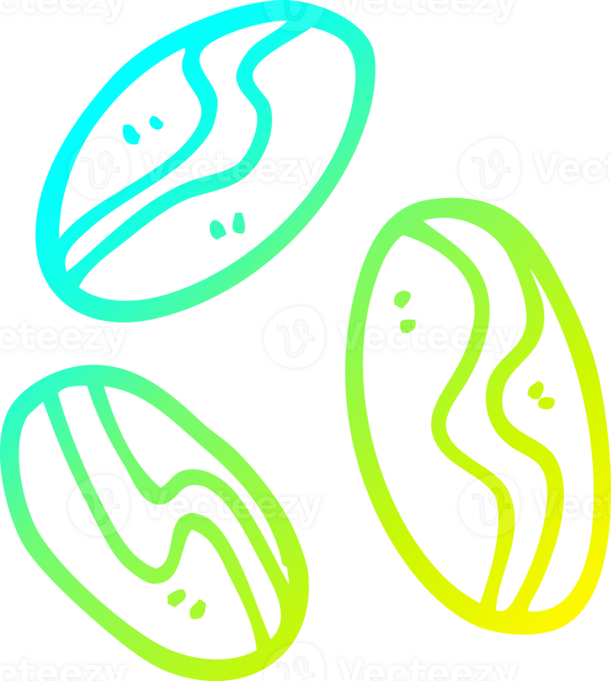 cold gradient line drawing of a cartoon of coffee beans png