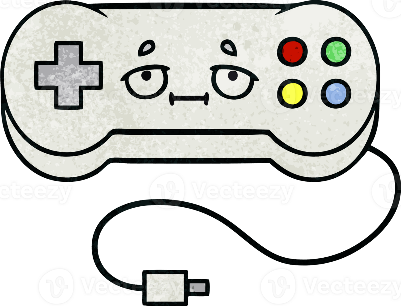 retro grunge texture cartoon of a game controller png