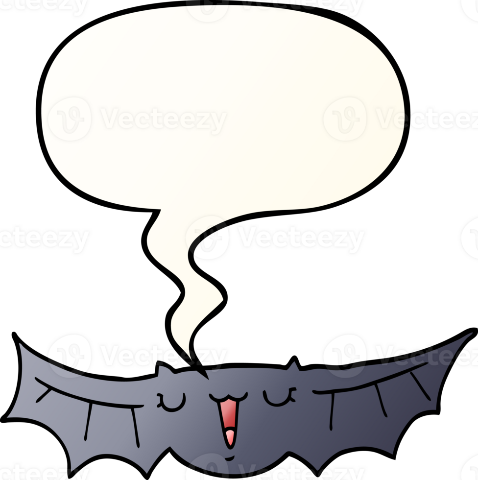 cartoon bat with speech bubble in smooth gradient style png