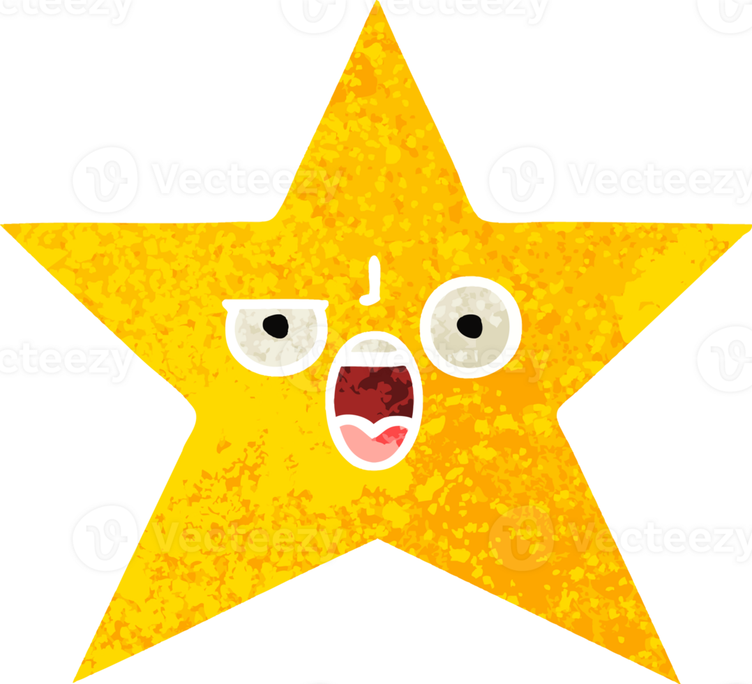 retro illustration style cartoon of a gold star png