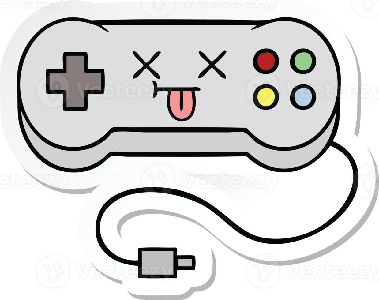 sticker of a cute cartoon game controller png