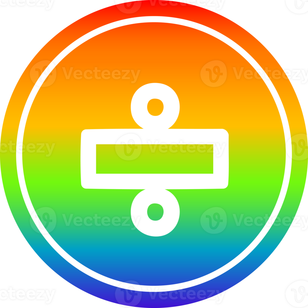 division tecken cirkulär ikon med regnbåge lutning Avsluta png