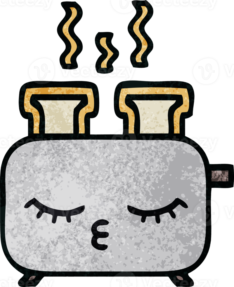 retro grunge texture cartoon of a of a toaster png