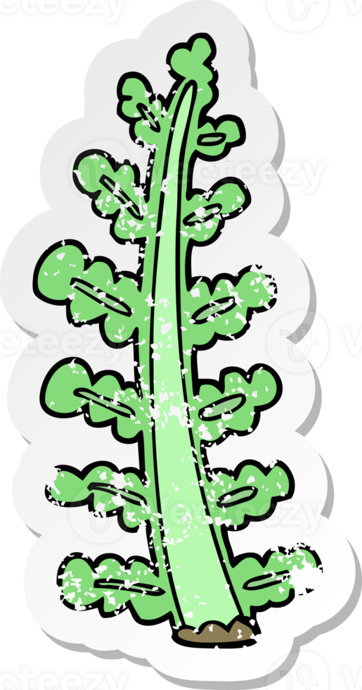 distressed sticker of a cartoon plant png