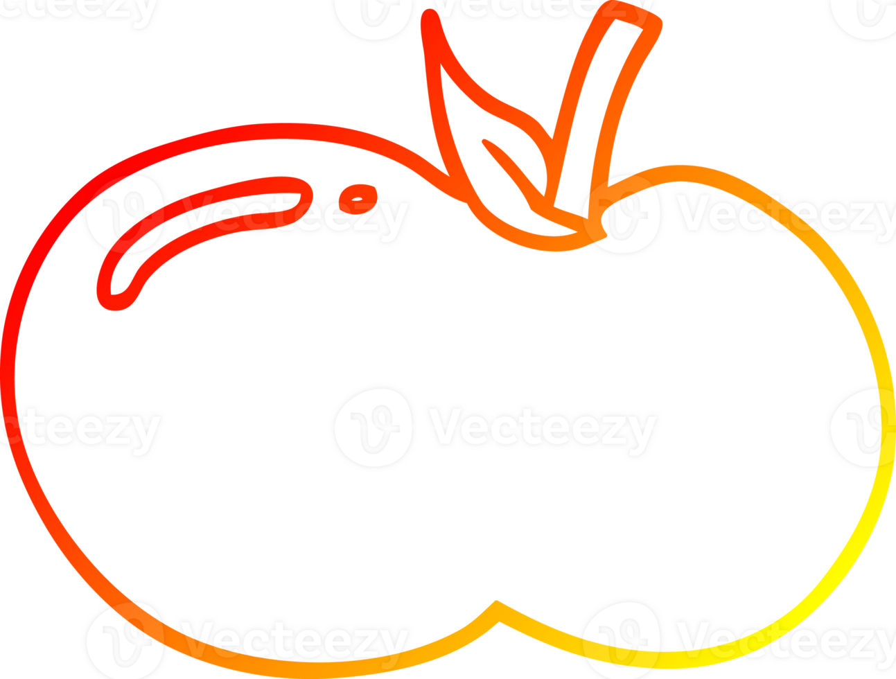 warm gradient line drawing of a cartoon apple png