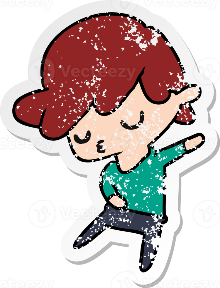 hand drawn distressed sticker cartoon of kawaii cute boy png