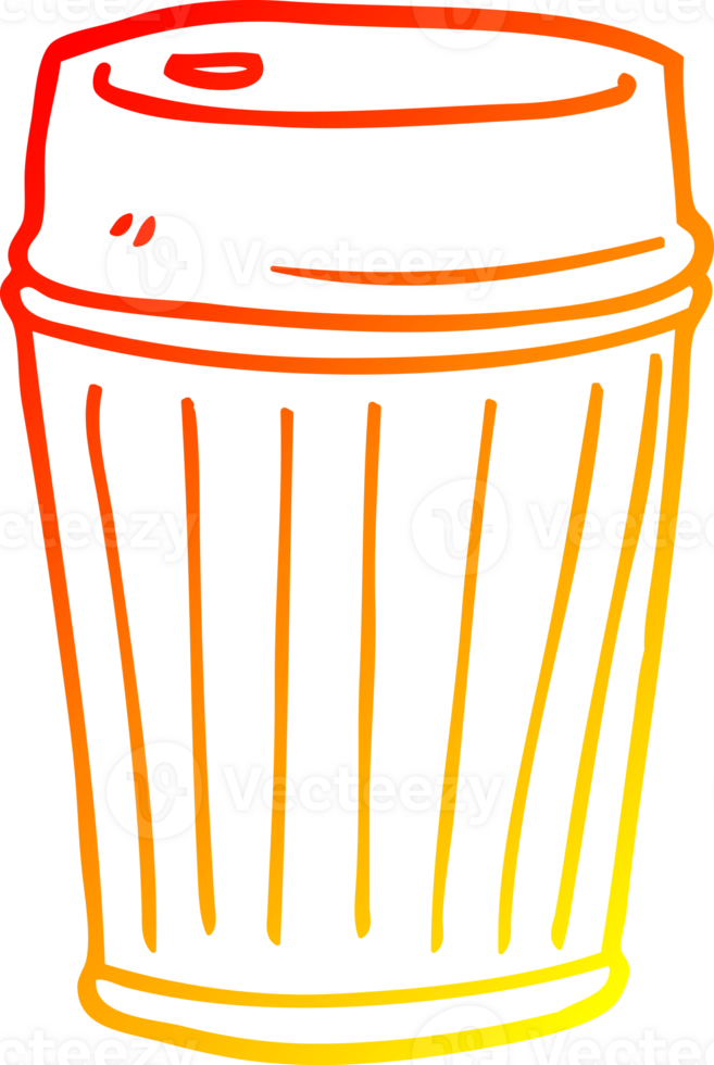 warm gradient line drawing of a cartoon take out coffee png