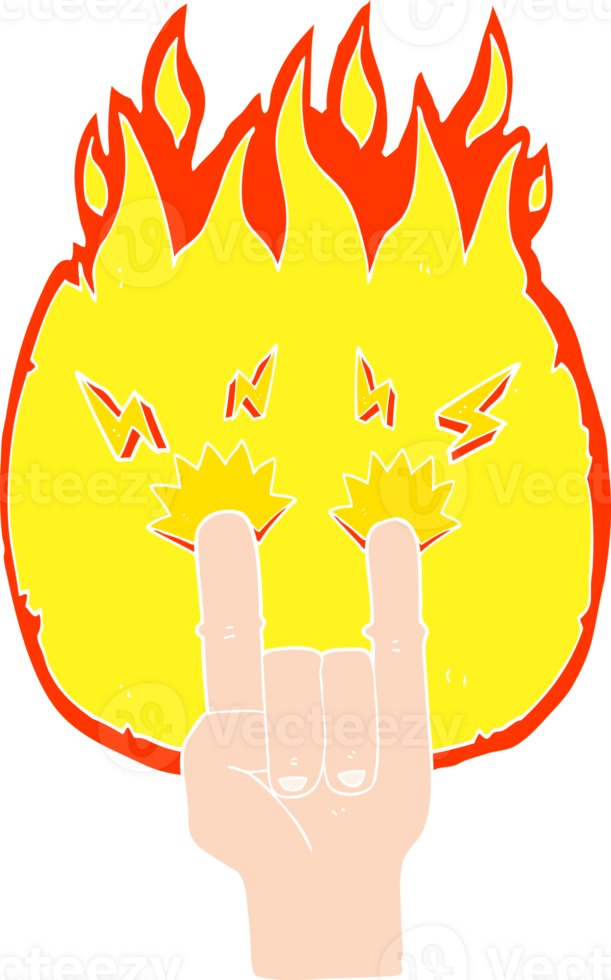 flat color illustration of hand making rock symbol png