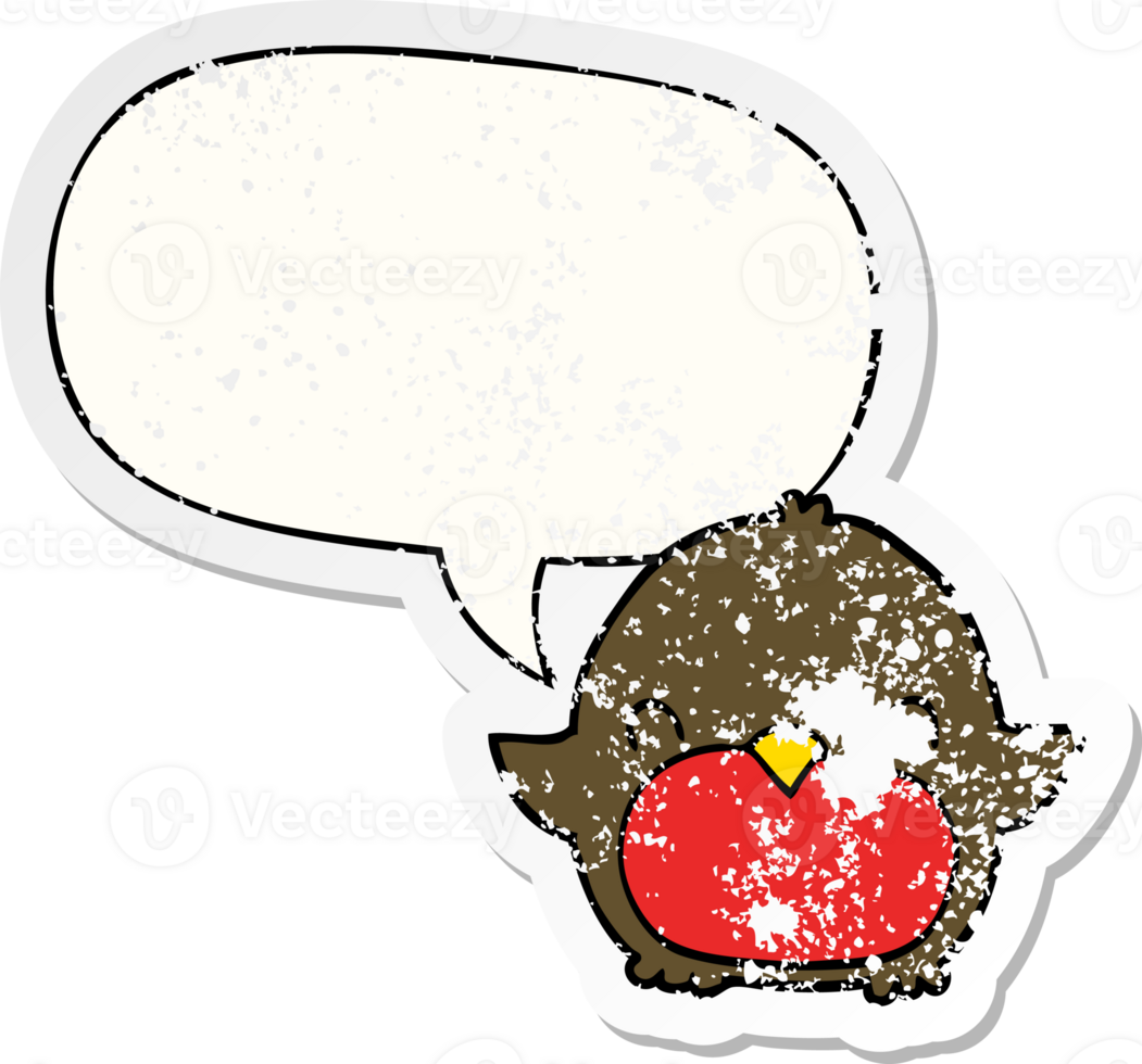 cartoon penguin with speech bubble distressed distressed old sticker png