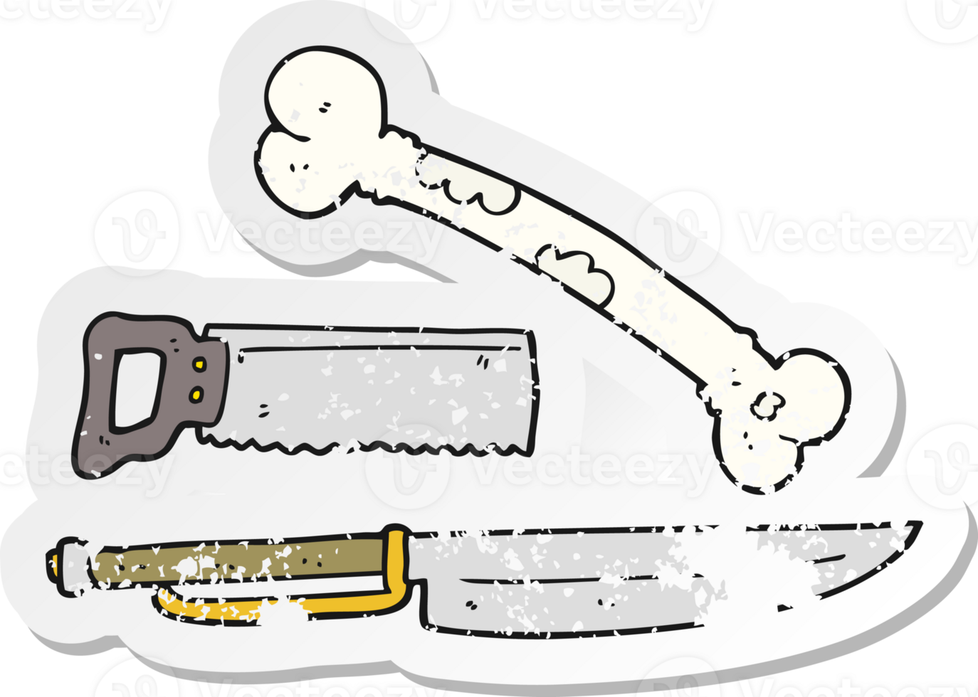 retro distressed sticker of a cartoon knife png