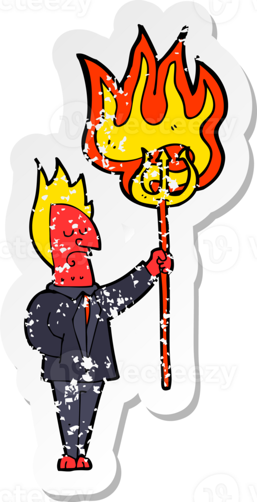retro distressed sticker of a cartoon devil png