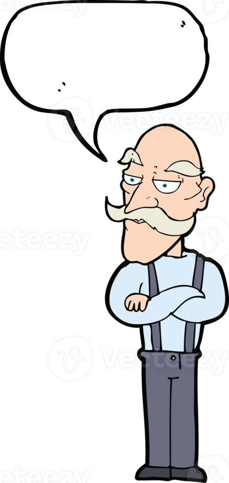 cartoon bored old man with speech bubble png