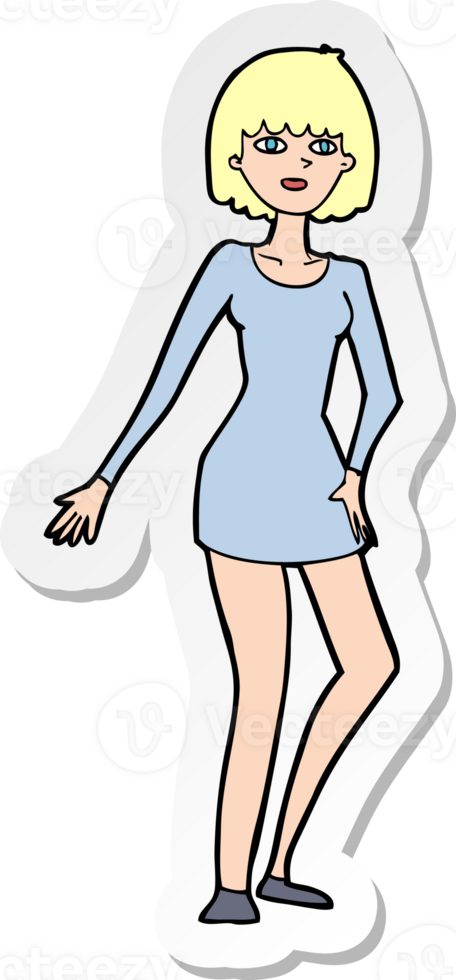 sticker of a cartoon woman in dress png