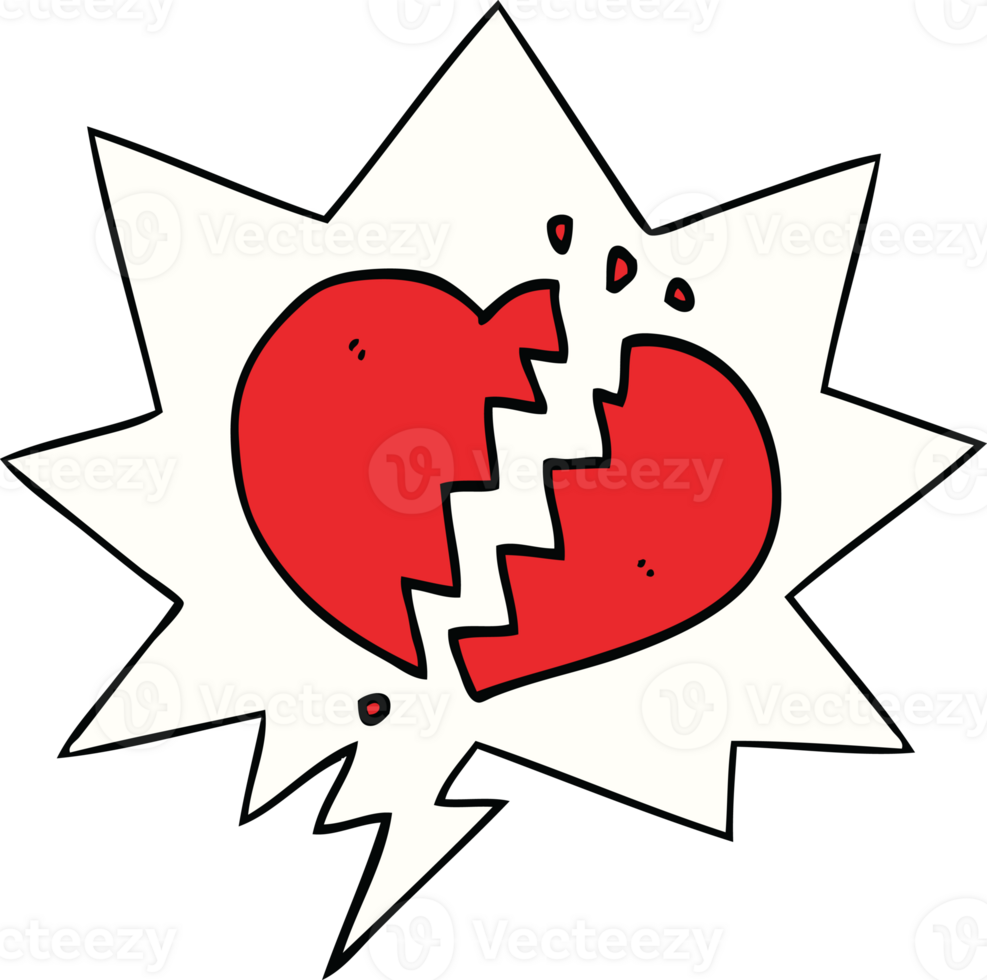 cartoon broken heart with speech bubble png