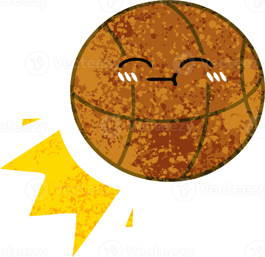 retro illustration style cartoon of a basketball png