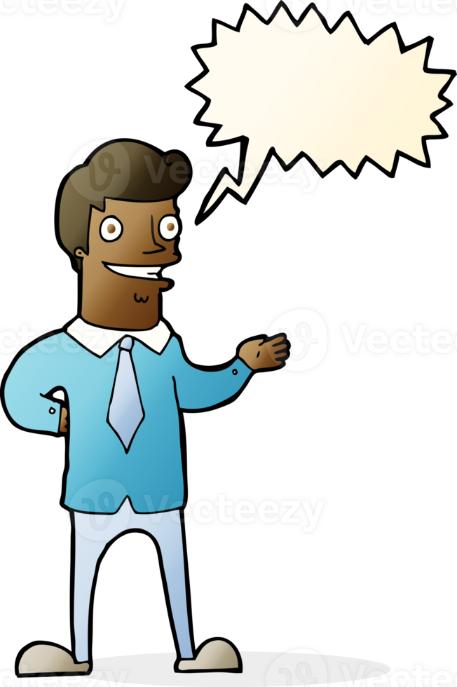 cartoon salesman with speech bubble png