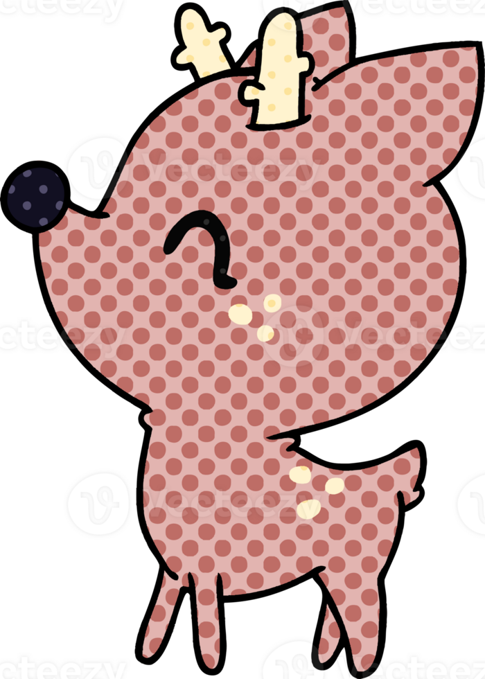 cartoon illustration of  kawaii cute deer png