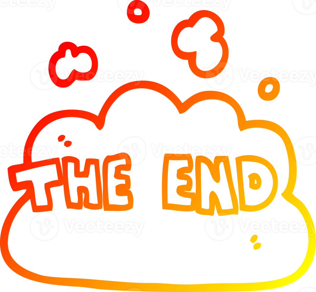warm gradient line drawing of a cartoon wording the end png
