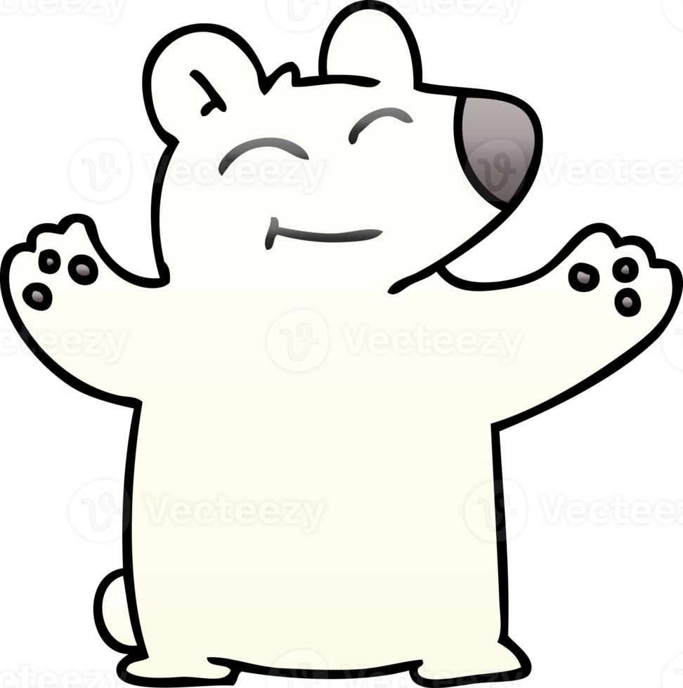 gradient shaded quirky cartoon polar bear png