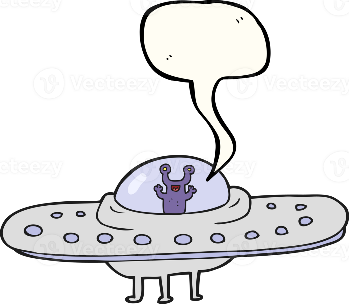 hand drawn speech bubble cartoon flying saucer png